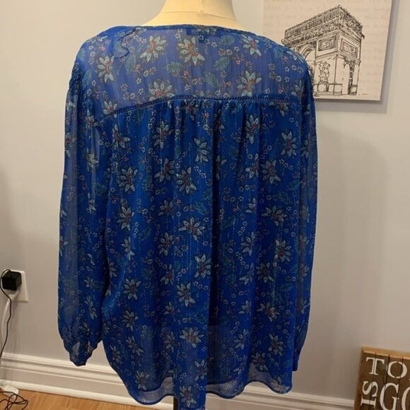 Dalia Royal Blue Floral Long Sleeve Blouse - Picture 5 of 10
